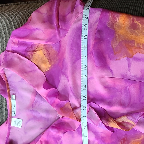 Kathy Che Ruffle Front Vibrant Color Blouse - Picture 11 of 13